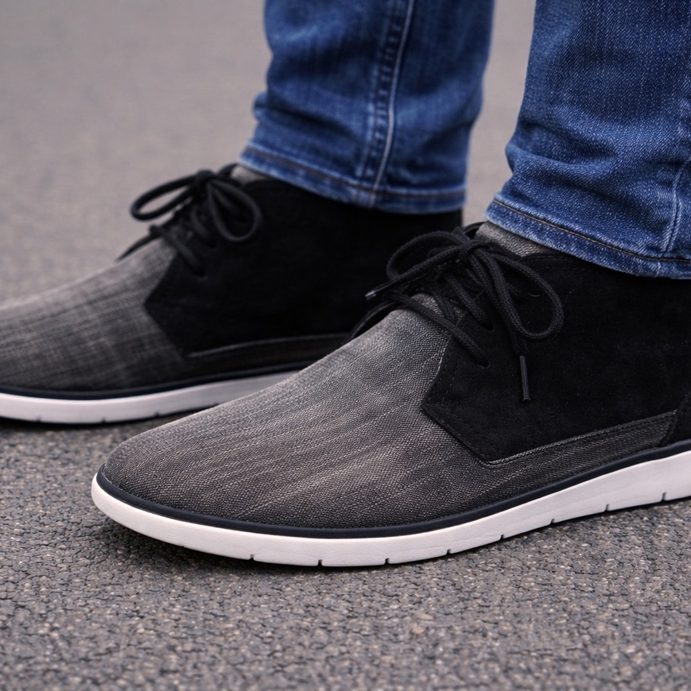 UGG Freamon Waterproof Chukka Men’s 11.5 Dark Gray Denim Black Suede Boots